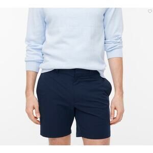 J.Crew Men's Navy Blue Flat Front Shorts - Size 31, 7" Inseam Tech Short